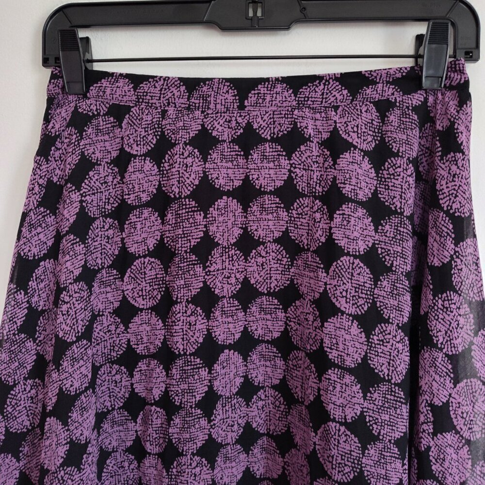 Ladies SZ 0 Halogen Black/Purple Polka-Dot Skirt - Picture 2 of 4